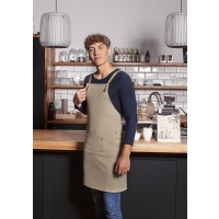 Bib Apron Urban-Nature with Cross Straps and Big Pocket - Pebble beige