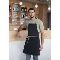 Bib Apron New-Nature , from sustainable material , 65 % GRS Certified Recycled Polyester / 35 % Conventional Cotton - Black