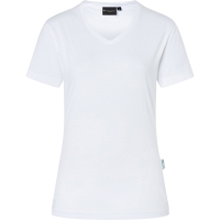 Ladies' Workwear T-Shirt Casual-Flair, from Sustainable Material , 51% GRS Certified Recycled Polyester / 46% Conventional Cotton / 3% Conventional Elastane - White