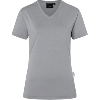 Ladies' Workwear T-Shirt Casual-Flair, from Sustainable Material , 51% GRS Certified Recycled Polyester / 46% Conventional Cotton / 3% Conventional Elastane - Platinum grey