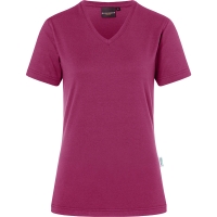 Ladies' Workwear T-Shirt Casual-Flair, from Sustainable Material, 51% GRS Certified Recycled Polyester / 46% Conventional Cotton / 3% Conventional Elastane - Fuchsia