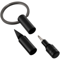 Key ring with endless pen and screwdriver - Black